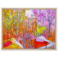 Et abstrakt og fargerikt kunstverk inspirert av natur, dyr og de mystiske vesenene som lever i vår egen fantasi. Verket er skapt i livlige nyanser av rosa, oransje og gult, med organiske former og teksturer inspirert av Gelli Print-teknikken. En leken utforskning av farger, natur og abstrakte skapninger – et bilde som inviterer deg til å oppdage ditt eget territorium og finne dine egne tolkninger i motivet.